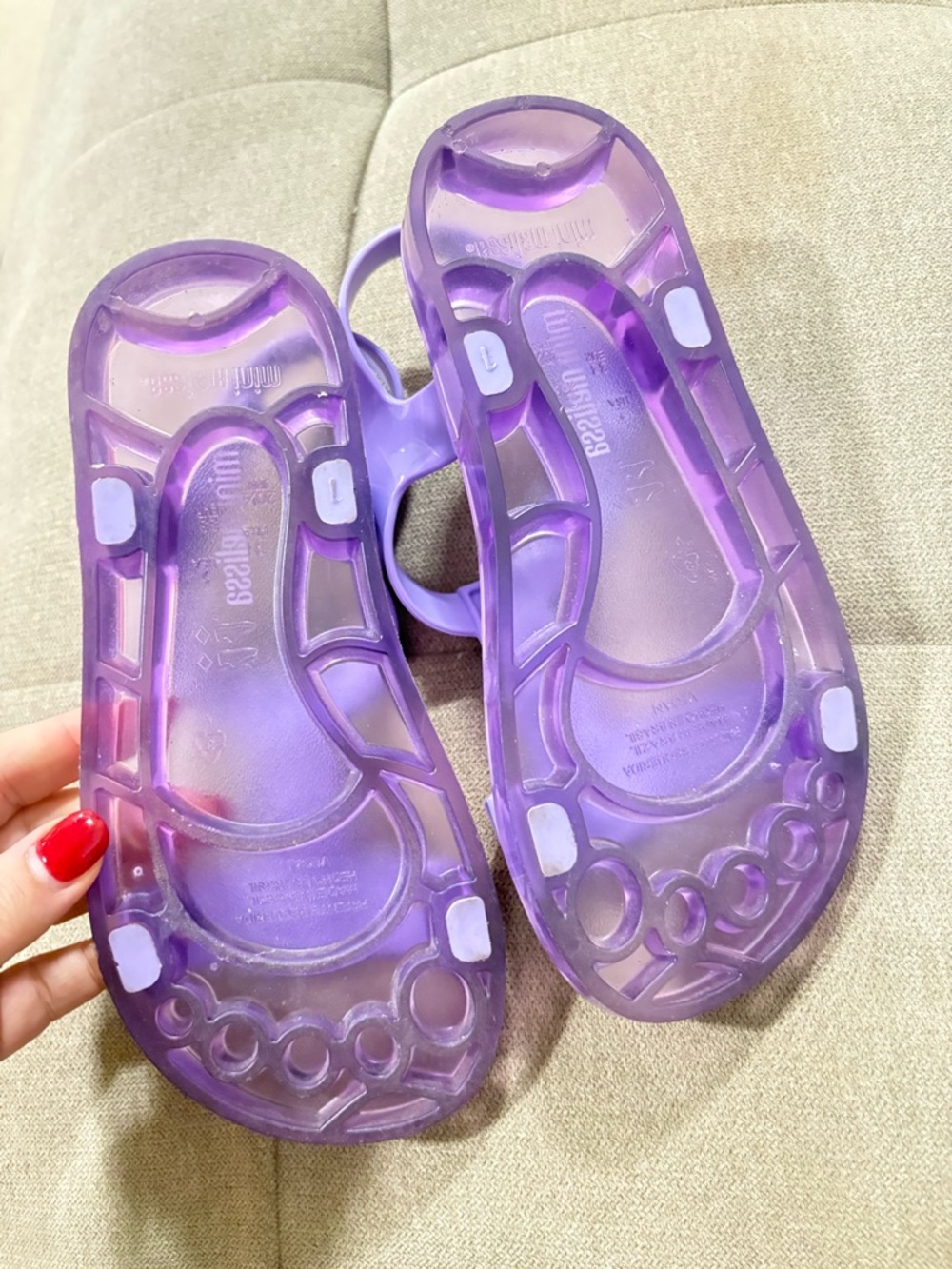 Mini Melissa Purple Jelly T-Strap Kids Sandals - Picture 2 of 3